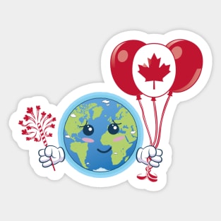 Canada Day.Earth celebrates the Canada's Birthday Sticker